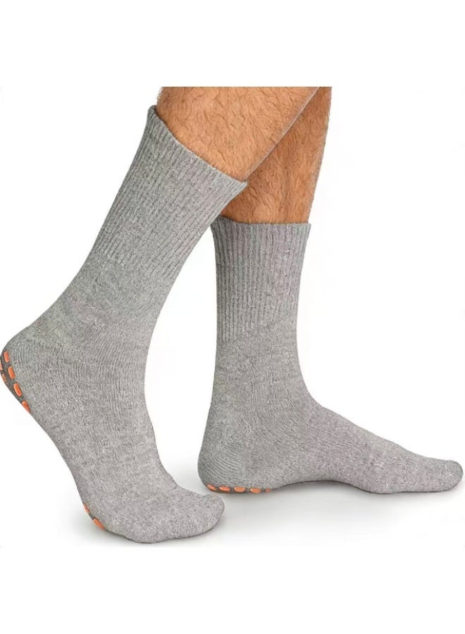 3 Pairs Men Non Slip Sticky Grips Socks Tile Wood Floors Anti-Skid Workout Yoga Pilates Hospital Slipper Socks - Image 2